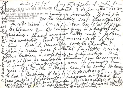 Le Mont Gerbier-de-Jonc — sommet volcanique près de la source de la Loire — Éditions d'Art VIVON — Verso