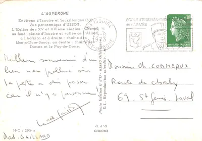 Chiesa del XV e XVI secolo — Usson (63) — Edizione G d'O — Verso
