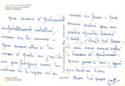 Transhumance en Lozère — Mont Lozère — éditeur Combier Imprimeur Mâcon — Verso