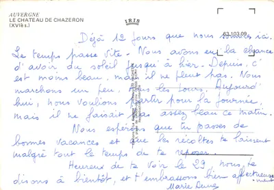 Castelo de Chazeron — vista geral — editor IRIS — Verso
