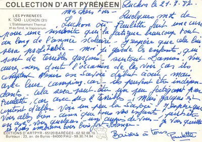Luchon — Ujęcie termalne — Éditions d'Art Pyrénées — Rewers