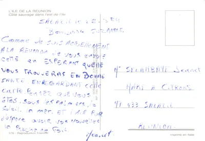 Salazie — Côte sauvage dans l'est de l'île — SOGERPRO (Christian Bertin) n° 576 — Verso