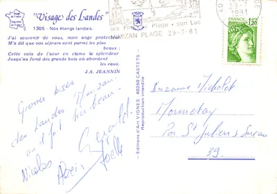 Etangs Landais — paysage de lacs et forêts — J. Vignes — Verso
