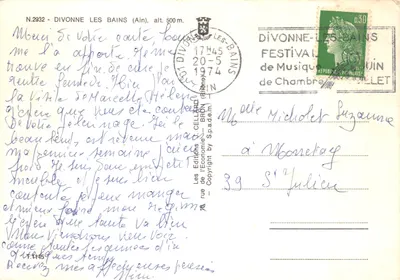 Divonne-les-Bains — vue générale et sites touristiques — éditeur Les Éditions J. Cellard — Verso