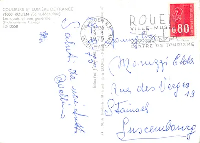 Rouen — vista geral dos cais — Edições de Arte Arcueil — Verso