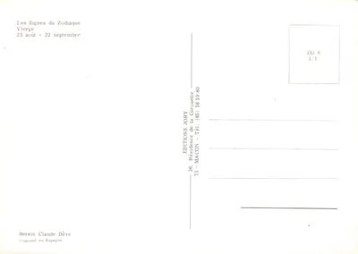 A Virgem — astrologia — ÉDITIONS JORY — Verso