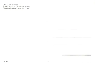 Callian — vista panorâmica e torre medieval — Editions Photoguay — Verso