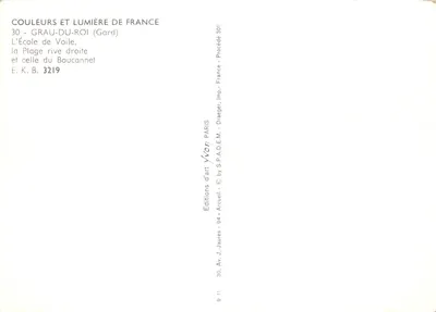 Grau-du-Roi — plaża Boucannet i szkoła żeglarska — Éditions d'art Arcueil — Rewers