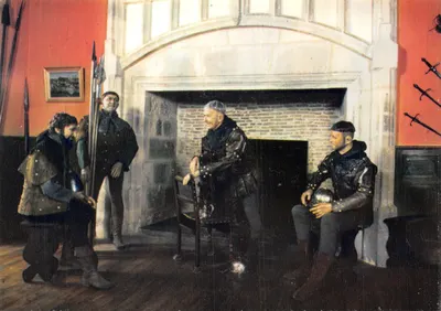 Soldados da Guerra dos Cem Anos — cena interior do castelo de CULAN (Cher) — editor IRIS