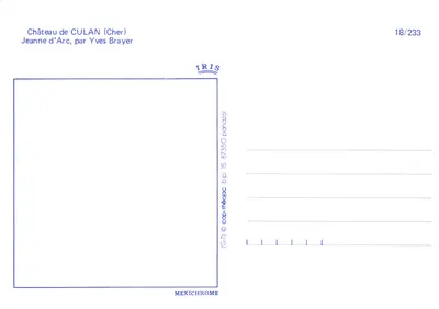 Jeanne d'Arc — scena w Zamek Culan (Cher) — wydawca IRIS, nr 18/233 — Rewers