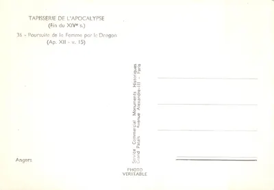 Tapeçaria da Apocalipse — Perseguição da Mulher pelo Dragão — editor Serviço Comercial do Grand Palais, Paris — Verso