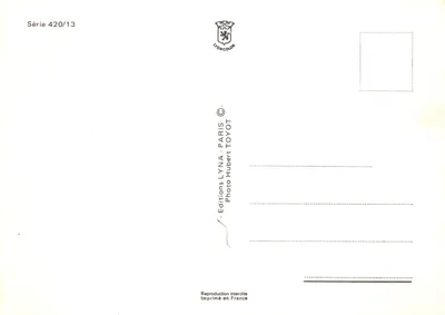 Strzelcy śledząc ślad kobiety nagości — ilustracja humorystyczna — Wydawnictwo LYNA - Fotografia Huberta TOYOT, seria 420/13 — Rewers