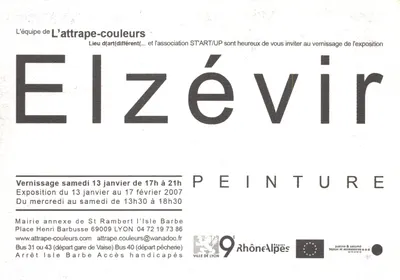 L'attrape-couleurs — wystawa Elzévévir w urzędzie gminy Isle Barbe — zespół L'attrape-couleurs i ST'ART/UP — Rewers