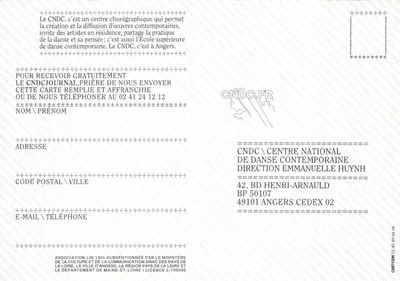 Krajowy Ośrodek Tanieczny Contemporaine — Angers — wydawca CNDC.FR — Rewers