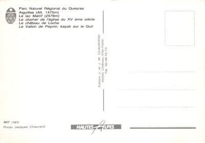Szczyty — panoramowa wizja z jeziorem, wieżą, zamekiem i kajakiem — wydawnictwo J. i J.M. Chaurand — Rewers