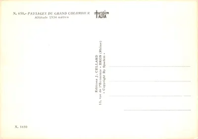 Estrada, chalé, pastos e cruz do Grande Colombier — alt. 1534 m. — Editor: Edições J. Cellard — Verso
