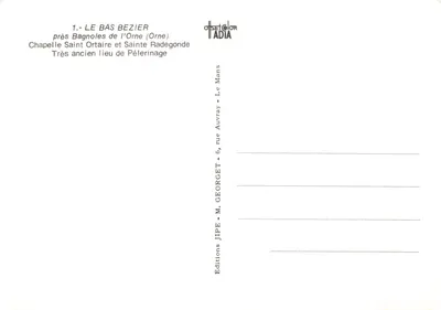 Intérieur de la chapelle Saint-Ortaire — chapelle ancienne de Le Bas-Bézier (Orne) — Éditions JIPE - M. GEORGET, Le Mans — Verso
