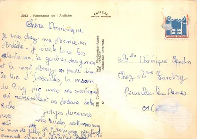Panorama da Ardèche — vista composta de locais naturais com brasão e legendas — Verso
