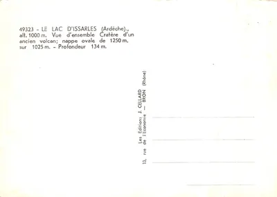 Lago de Issarlès — vista geral de um vulcão antigo — editor Les Editions de l'Économie J. Cellard, Bron — Verso