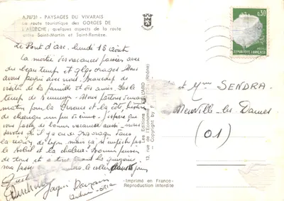 Rodovia das Gorges da Ardèche — vista panorâmica do cânion — Éditions CELLARD — Verso