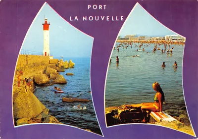 Porto de La Nouvelle — vista do farol e da praia — Edições de Arte Toulouse
