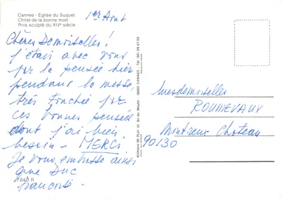 Cristo da boa morte — estátua de madeira esculpida do século XIV — Éditions MI PLAI — Verso