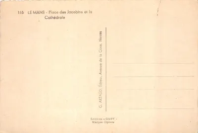 Le Mans - Place des Jacobins e a Catedral — editor GABY, Nantes, n° 155 — Verso