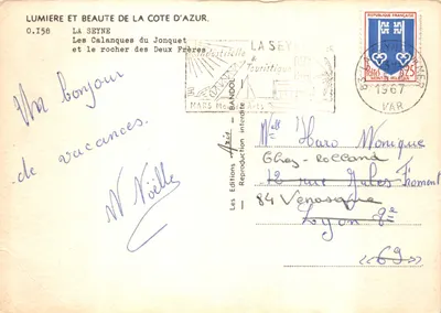 Les Calanques du Jonquet i skała Dwóch Braci — La Seyne, wydawca Les Editions Bandol Arts, nr 0.158 — Rewers
