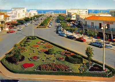 Narbonne-Plage — centro e parterres floridos — Edições de Arte Yvion