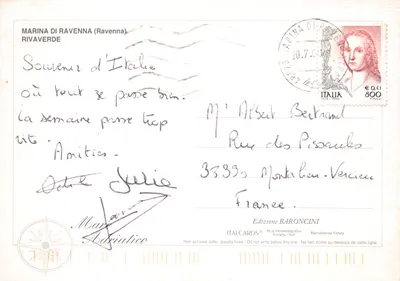Marina di Ravenna — Rivaverde — Edizione ITALCARDS — Verso