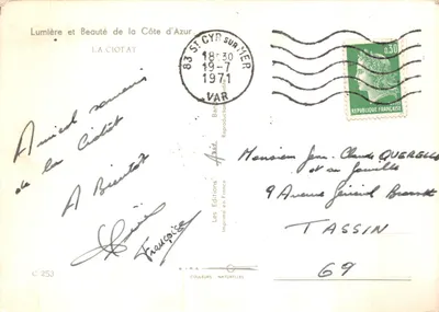 Ciotat — widok portu i nabrzeży — souvenirs de la Ciotat, wydawca Bira — Rewers