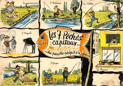 Os 7 Pecados Capitais... do pobre pescador com vara — ilustrações humorísticas — editor Lyoncolor