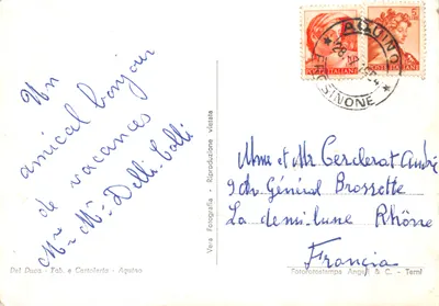 Aiquino — Toren van het kasteel van de graaf van Aquino — Del Duca - Tab. e Cartoleria - Aquino — Achterkant