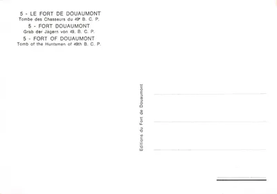 Tombe des Chasseurs-Mitrailleurs du 49e B.C.P. — Fort Douaumont — Éditeur : Editions du Fort de Douaumont — Rewers