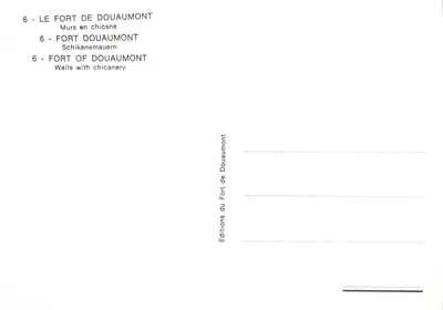 Fort Douaumont — wnętrze z murami w kształcie chicany — Éditions du Fort de Douaumont n°6 — Rewers