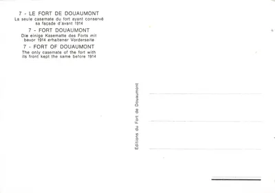 Fort de Douaumont — Casemate preservada antes de 1914 — Éditions du Fort de Douaumont n°7 — Verso