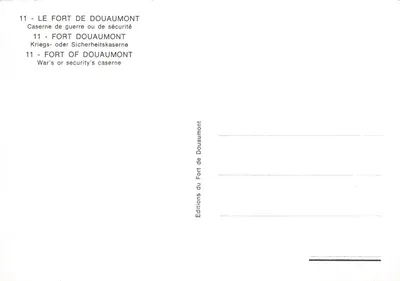 Fort Douaumont — Casa de guerra ou de segurança — Edições do Forte de Douaumont n°11 — Verso