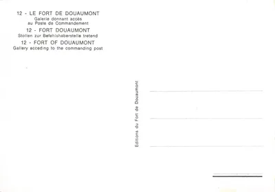 Fort Douaumont — Galeria prowadząca do punktu dowodzenia — Éditions du Fort de Douaumont n°12 — Rewers