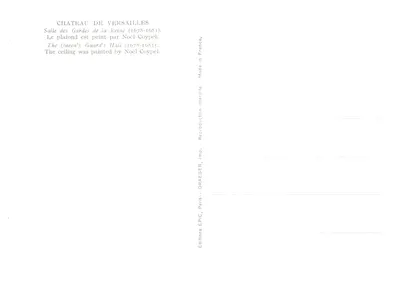 Castelo de Versalhes — Sala das Guardas da Rainha — editor Éditions ÉPICER, Imp. DRAEGER, Paris — Verso