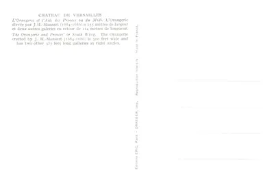 Château de Versailles — Orangerie et Aile des Princes ou du Midi — Éditions ÉPIC, Paris — Verso