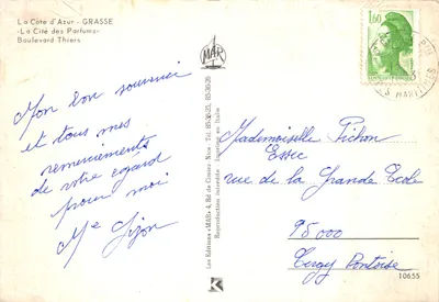 Grasse — A Cidade dos Perfumes — Boulevard Thiers — Edições MAB, Nice — Verso