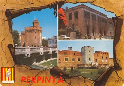 Perpignan — vista da cidade com o castelo, o palácio dos reis de Majorca e o castelinho — editor PAP