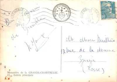 Monastère de la Grande-Charteuse — Entrée principale — éditeur : Monastère de la Grande-Charteuse — Verso