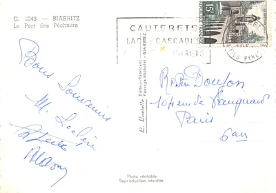 Il porto dei pescatori — Biarritz — editore Lavielle, n. G. 1043 — Verso
