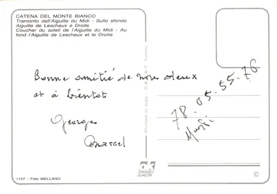 Mont Blanc — widok zachodzącego słońca — wydawca CATENA DEL MONTE BIANCO, nr 1107 — Rewers