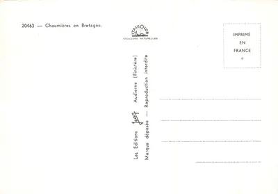 Chalé da Bretanha — casas de pedra com telhados de colmo — Edições Audierne — Verso