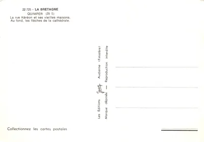 Quimper — rua Kéréon e flechas da catedral — Audierne Éditions — Verso