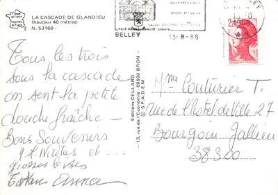 A Cascata de Glandieu — cachoeira de 40 metros — Éditions CELLARD N. 53160 — Verso