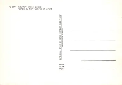 Góry Fier — widok wewnętrzny galerii i strumienia — Éditions Gil, Annecy — Rewers