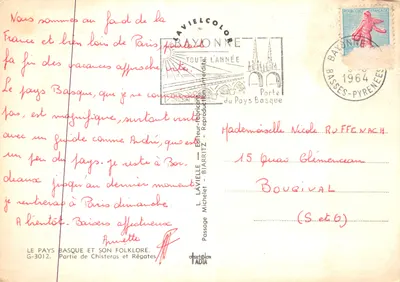 Pays Basque — krajobrazy i folklor — wydawca LAVIELLE — Rewers